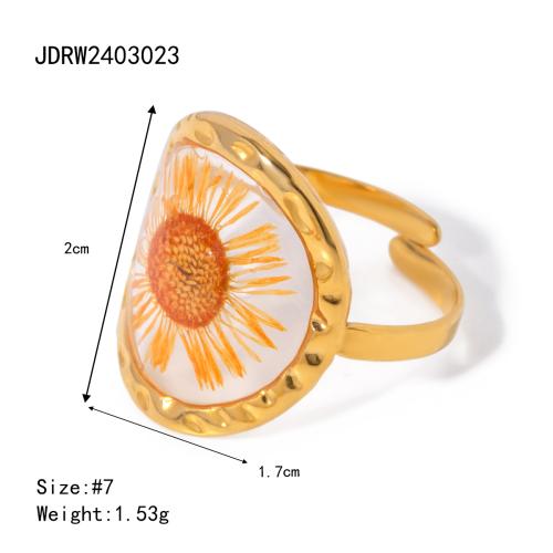 Youthway Edelstahl Blume Verstellbare Öffnungsringe Gold PVD Beschichtet Wasserdichter Fingerschmuck für Frauen Hochzeitsgeschenk