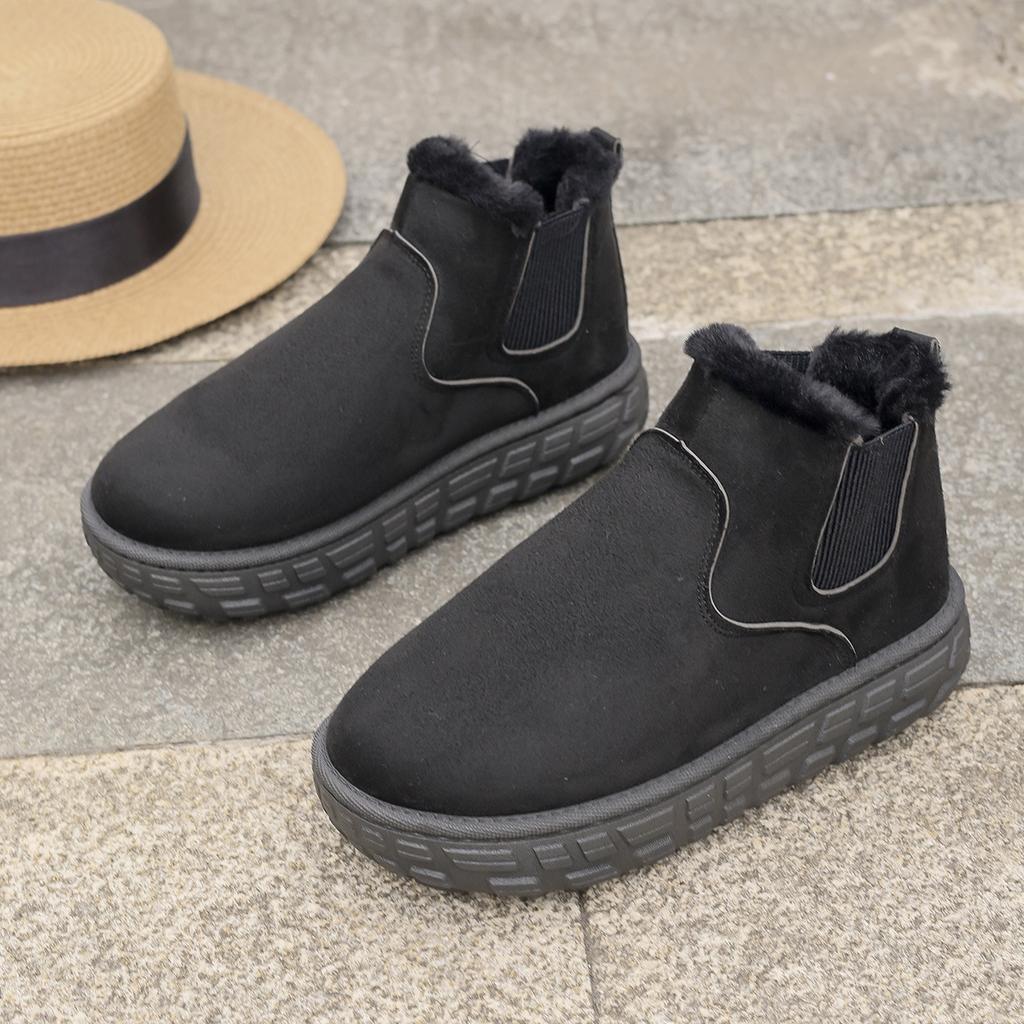 Women's Wide Width Platform Snow Boots, Plush Lined Winter Ankle Boots, European Warm Booties for Women