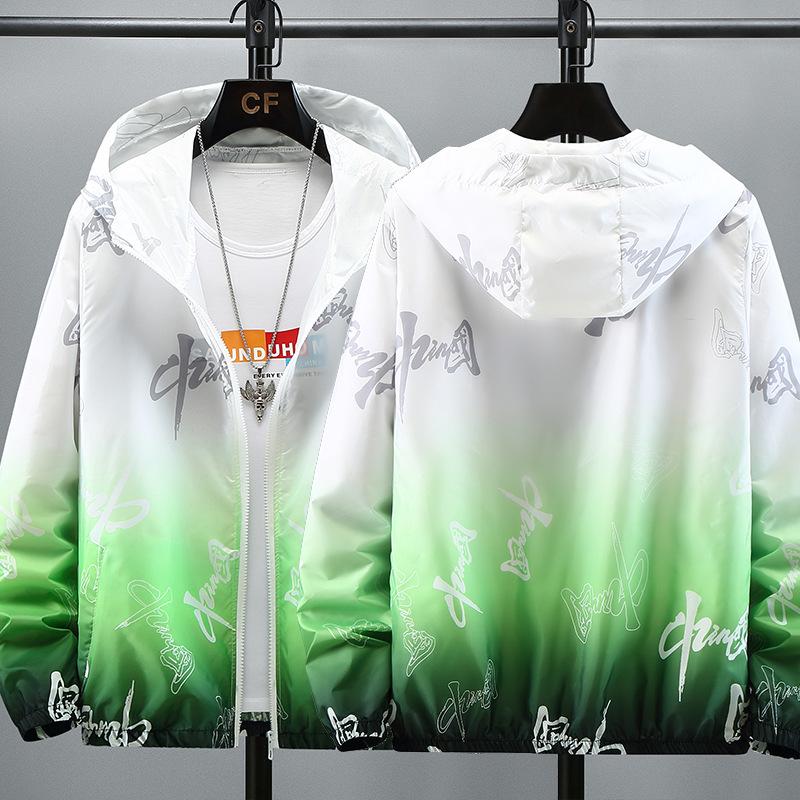 

Мужская ультратонкая градиентная светоотражающая куртка с защитой от солнца - европейский и американский летний стиль 7XL