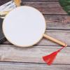 Classical Wooden Handle Round Silk Classical Fan Tassel Handle Fan Gift Decoration(Round wooden handle white silk cloth