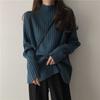 Half Turtleneck Knitted Sweater Loose Solid-color Sweater for Women Casual and Versatile Pullover for Autumn and Winter Outerwear