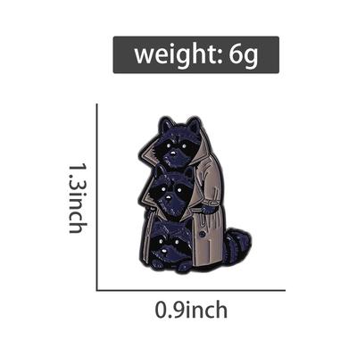 Drei Waschbären-Emaille-Pins, individuelle niedliche Fuchs-Broschen, lustige Anstecknadeln, Kleidungsschmuck, Tierschmuck, Geschenk für Freunde