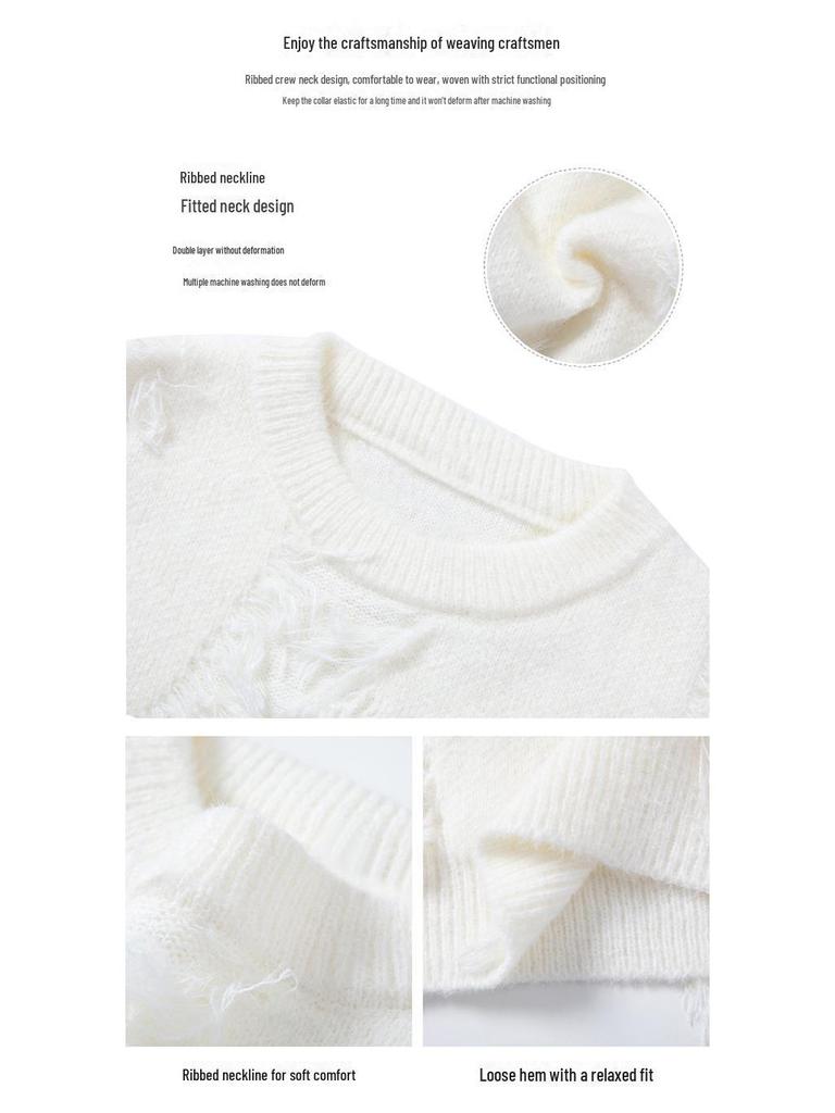 Męski sweter pulower z okrągłym dekoltem - Jesień/Zima 2024, Modny luźny krój, Styl lazy, 688P51