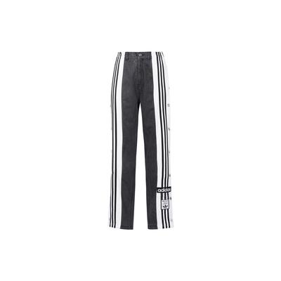 Originais X Somente Lavagem a Seco Denim Adibreak Casual Listrado Botão Calças Esportivas Mulher Parte de Baixo Preto H59019