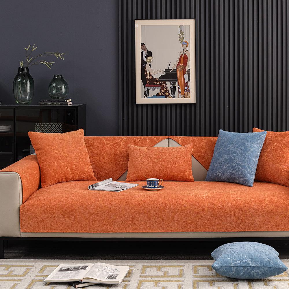 Cojín de Sofá Universal de Cuatro Estaciones Jacquard de Chenilla Moderno Hogar Simple Antideslizante Toalla Cojín de Sofá