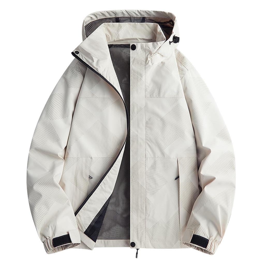 Kayiyasu Mountain Outdoor Plus Suitable for Solid Men's Windbreaker, Parka, Jacket, Hooded, Windproof, Blouson, Jumper, Anorak, Lightweight, Thin,