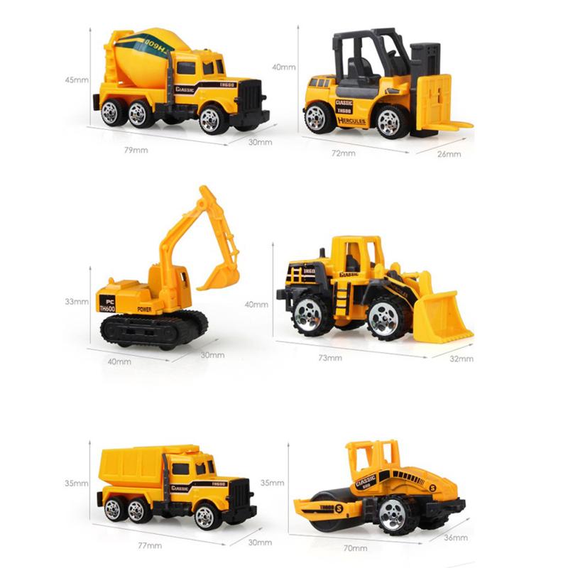 6pcs Authentic Simulate Inertia Engineering Vehicle Set Kids' Alloy Toy Birthday Present Bulldozer