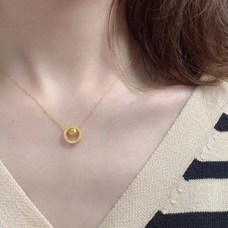 

Good Luck Comes Necklace for Women 2024 New Arrival 18K Golden Trendy Lady Fashion Lucky Beads Ornament Clavicle Chain Time to Run Necklace