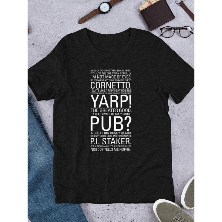 Hot Fuzz Movie T-Shirt - Retro Iconic Quotes Tee Suitable for Casual Wear, Short-Sleeve Round Neck Shirt with Iconic Film Phrases, Machine Washable, S чёрный