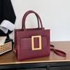 Women Retro Fashion Solid Color Small Square Shoulder Crossbody Handbag