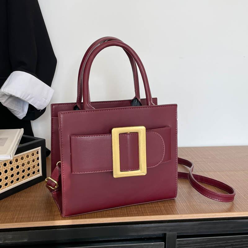 Women Retro Fashion Solid Color Small Square Shoulder Crossbody Handbag