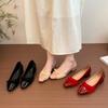 Fashion New Fashion Stitching Woolen Women's Basic Black Soft Leather Ballet Shoes Flats Shoes Round Toe Shallow Bow Ballet Single Shoes