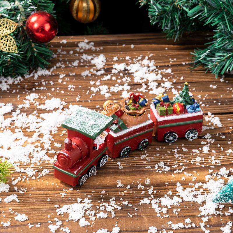 Christmas Train Santa Claus Resin Crafts Home Desktop Christmas Decoration Creative Ornament Festival Themed Decoration