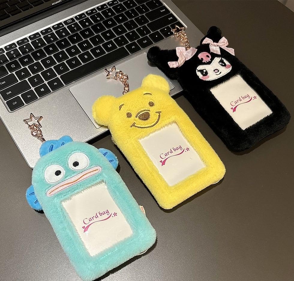 THE BEASTPIE Winnie the and My Melody Pass Card Fluffy Card Commuter Pass Card Holder Cute Gift for Kids Pooh, Cinnamoroll, Case/IC Case, Case, Case,
