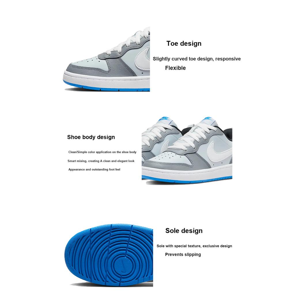 Nike Court Borough Low 2 SE GS Pure Platinum Photo Blue Kids Sneakers Grey White Cold-Grey BQ5448-019