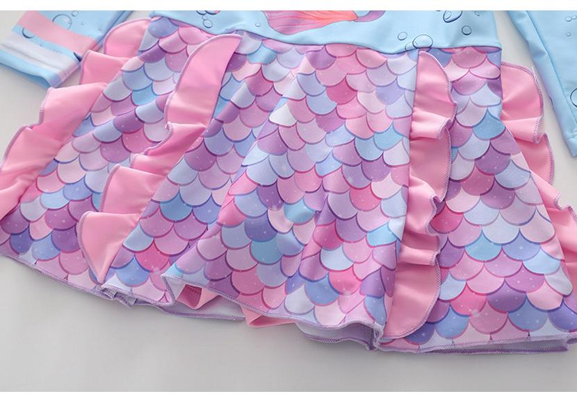 2026 Long Sleeve Girls' One-Piece Swimsuit Skirt Style with CPC Certification for Medium and Large Children