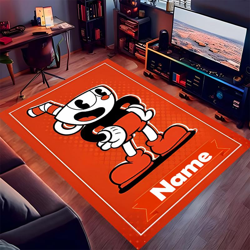 Custom personalization Cuphead Print Area Rug - Soft, Washable Non-Slip Indoor Mat,Living Room,Home&Office Decorative Rug