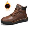 Fashion British Style Men Casual Leather Winter Ankle Boots Fashion Flat Designer Outdoor Round Toe Shoes High Quality Antiskid Boot New
