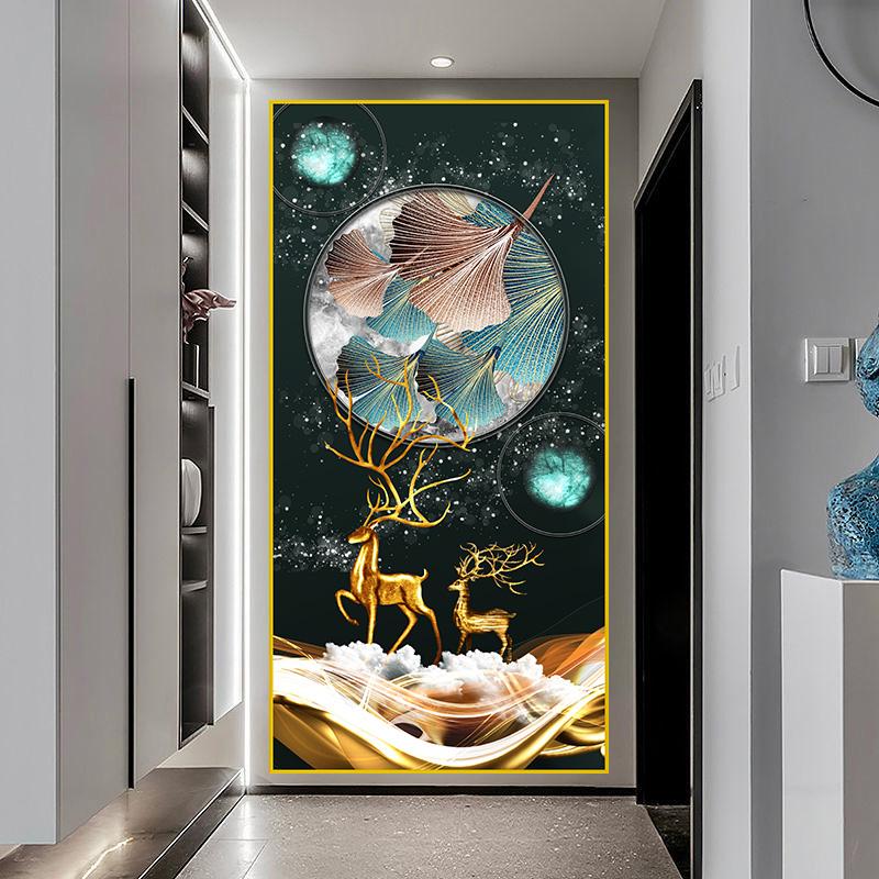 

Новый китайский золотой олень, богатое дерево, холст, картина, настенное искусство, роскошные золотые цветы, постеры, принты для коридора, декор интерьера Quadro 40x120cm Unframed каролина синий