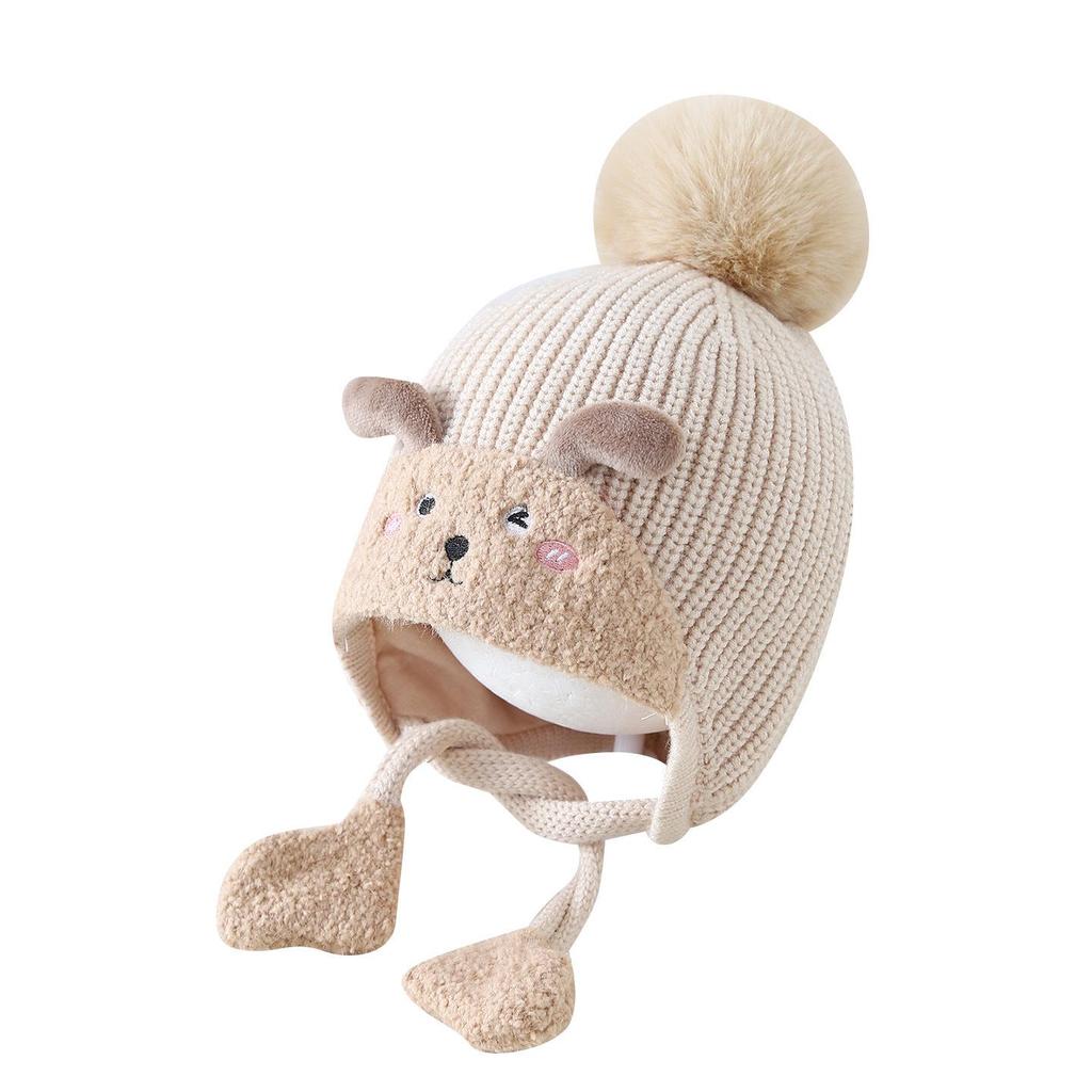 Winter Wool Infant Hat: Cute Cartoon Design, Thick Knit, Ear Protection, Windproof