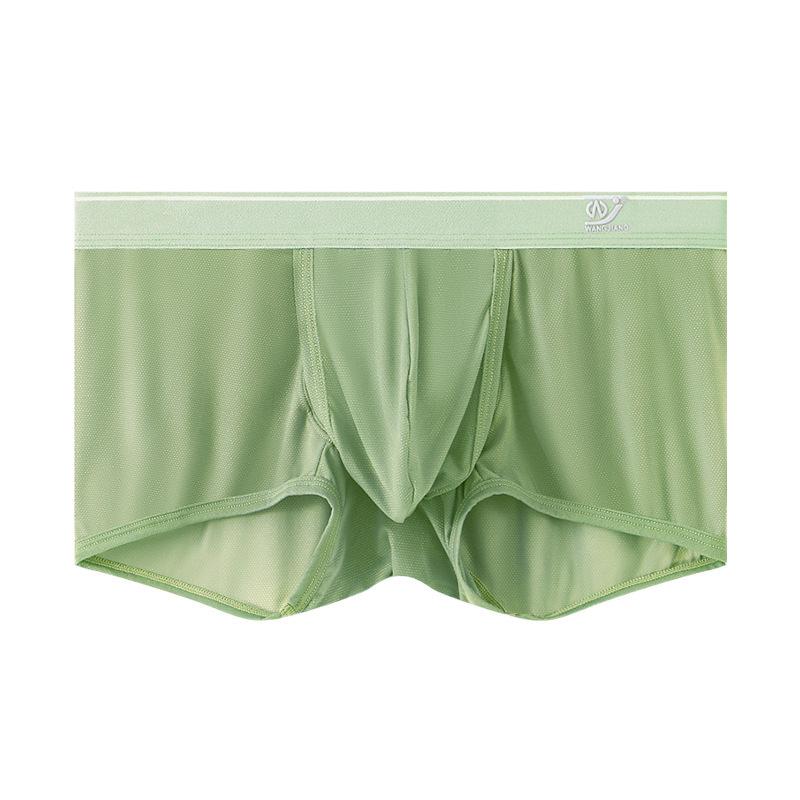 Ice Silk Boxers Men Open Fly Pouch Panties Bullet Separation Scrotum Physiological Underpant Breathable Short Rolpeplay Lingerie