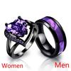 Couple Rings Romantic Women Heart Purple Rhinestones Zircon Ring Trendy Men Stainless Steel Rings Wedding Band Jewelry