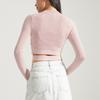 Calvin Klein Solid Color Round Neck Embroidered Hollow Knit Sweater Women Sweater Shell-Pink J222945