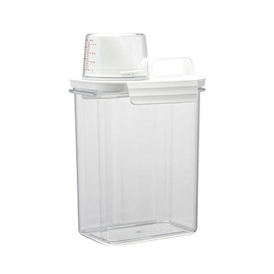 Luftdichter Lebensmittelaufbewahrungsbehälter Kunststoff Küchen Organizer Behälter mit Ausgießnase und Messbecherdeckel für Trockenfutter Reis Zucker Tierfutter