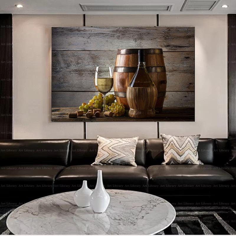 Küchenbar Rotwein Traube Bier Stillleben Nordisches Poster Leinwandmalerei Wandkunst Bilder Für Wohnzimmer Heimdekor