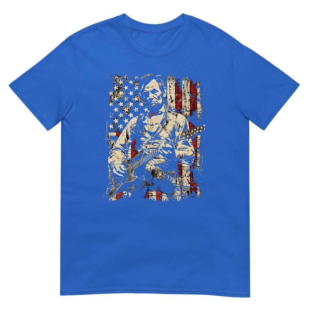Abraham Lincoln Playing Guitar Retro Vintage Usa Flag Tshirt