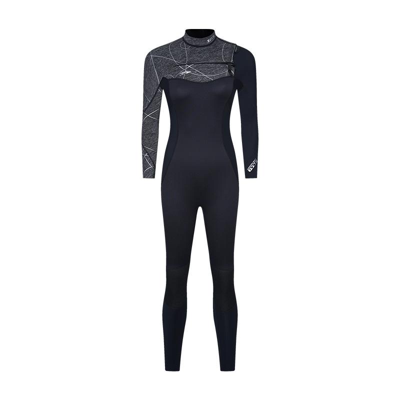 2/3Mm One-piece Horizontal Zipper Wetsuit Warm Men's and Women's Super Elastic CR Long-sleeved Diving Surf Suit Wetsuit