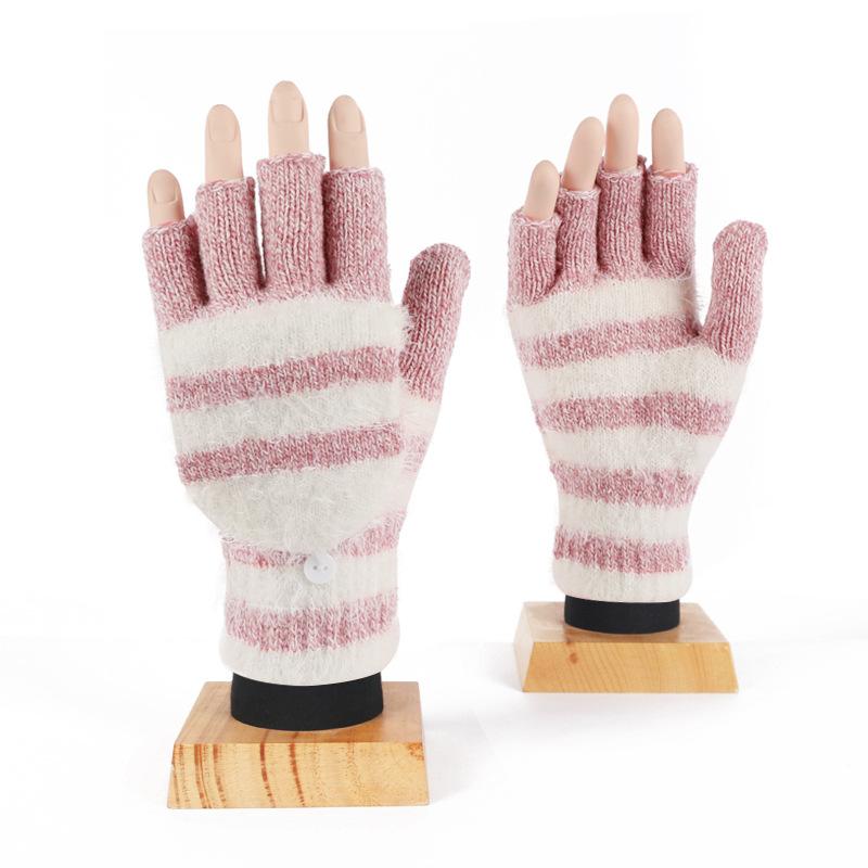 Winterhandschuhe Paar Halbfinger Klapphandschuhe Wolle Gestrickt Student Schreiben Gestrickte Handschuhe Warme Handschuhe