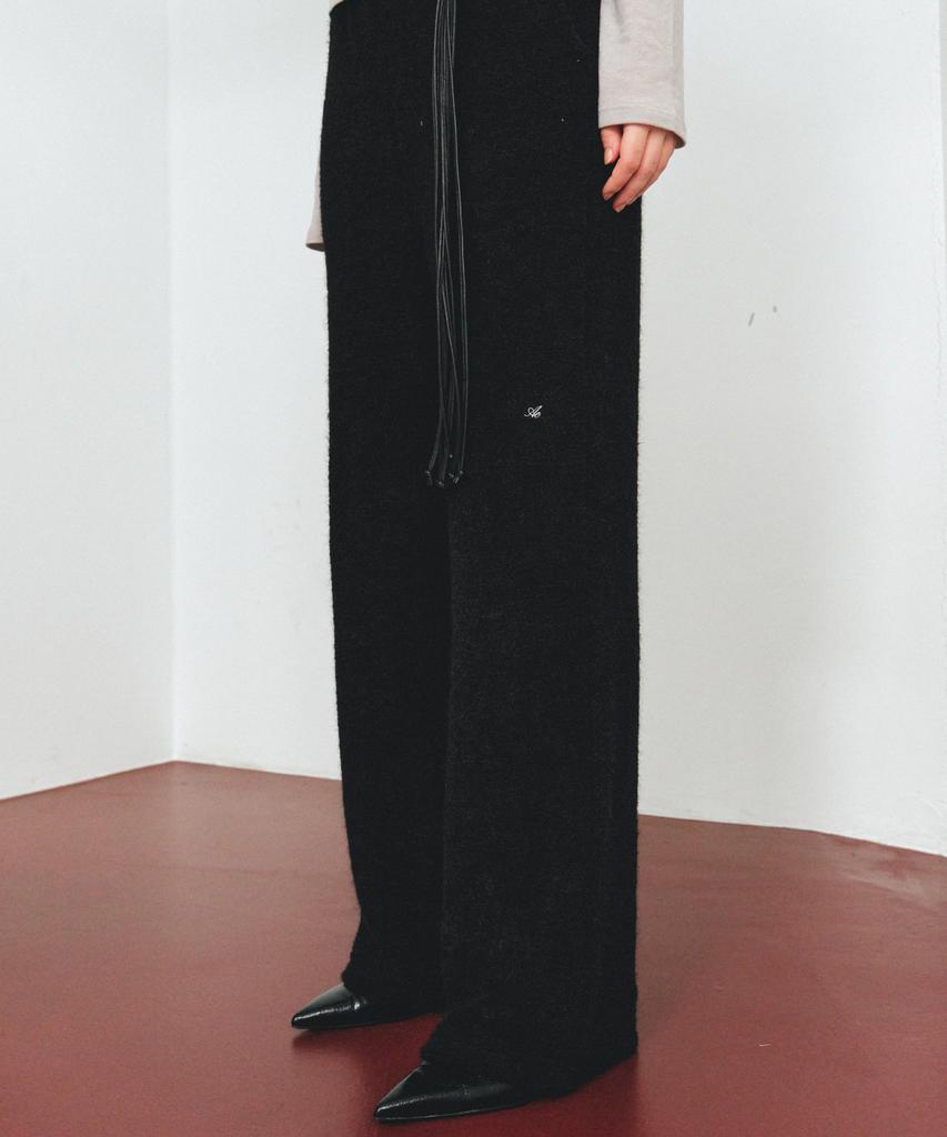 Aente Warm Terry Banding Pants - Black