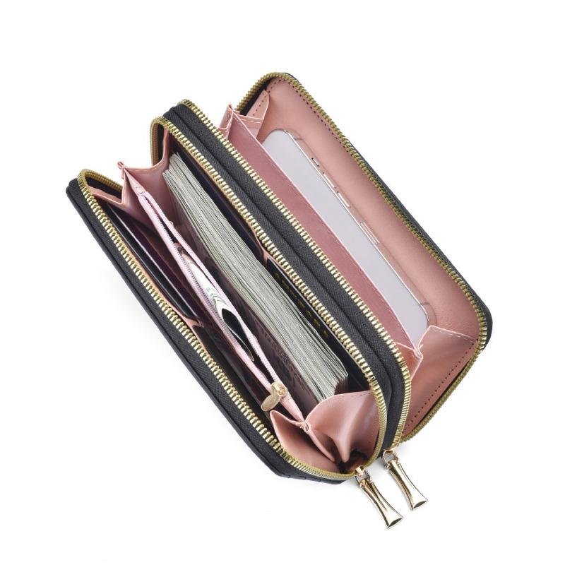 New Women's  Version Double-layer Zipper Wallet  Women's Long Handbag  Women's Multi Card Multi-functional Wristband Wallet