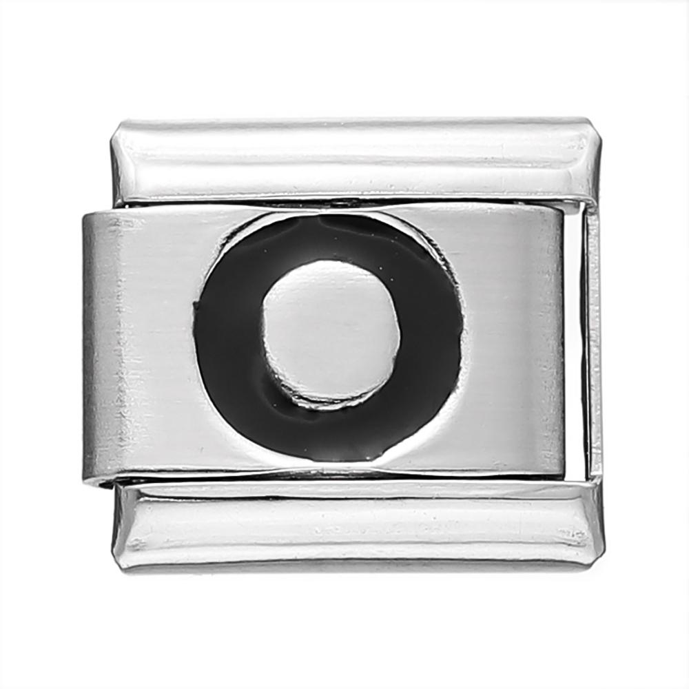 Fashion Black 26 English Letters Italian Charm Links Fit 9mm Stainless Steel Bracelet Making Women Men Jewelry Accessories