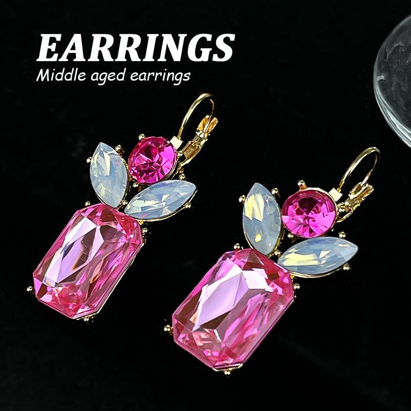 Boucles d'oreilles pendantes Zircon Fleur Colorée pour Femmes, Boucles d'oreilles pendantes Statement pour Fête & Usage Quotidien