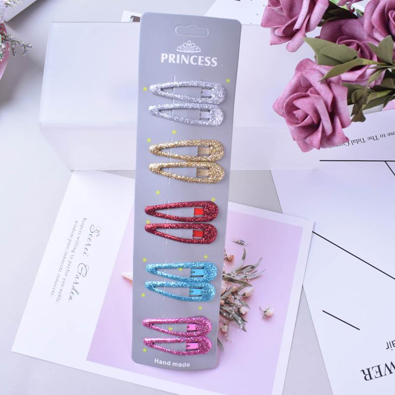 10pcs/set Glitter Hairpins Snap Hair Clip for Children Kids Claw Hair Clip Pins For Girls Hair Accessories Cute Metal Barrettes
