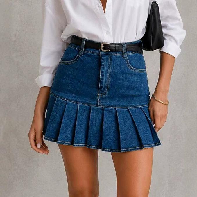 Women s Mini Denim Skirt High Stretch Low Rise Sexy Bodycon Jean Skirt with Pockets Casual Summer Jean Skirt Outfits Mini Jean Skirts for Women XS