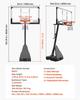 Tragbarer Basketballständer, Höhenverstellung von 2,3 bis 3,05 m Basketballkorb & Korb, Basketballkorb Outdoor mit 1371,6 mm PC-Rückwand für Kinder, Erwachsene