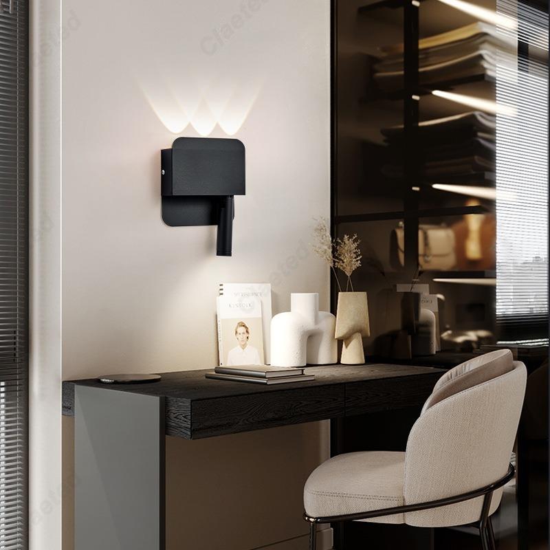 Creative LED Rotating Switch Wall Light USB Charging Port Living Room Corridor Decorative Wall Light Bedroom Study Reading Light