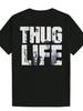 Unisexs Casual TShirt With EyeCatching Thug Life Print Black Perfect For Summer Street Style Pure Cotton AllSeason Shirt