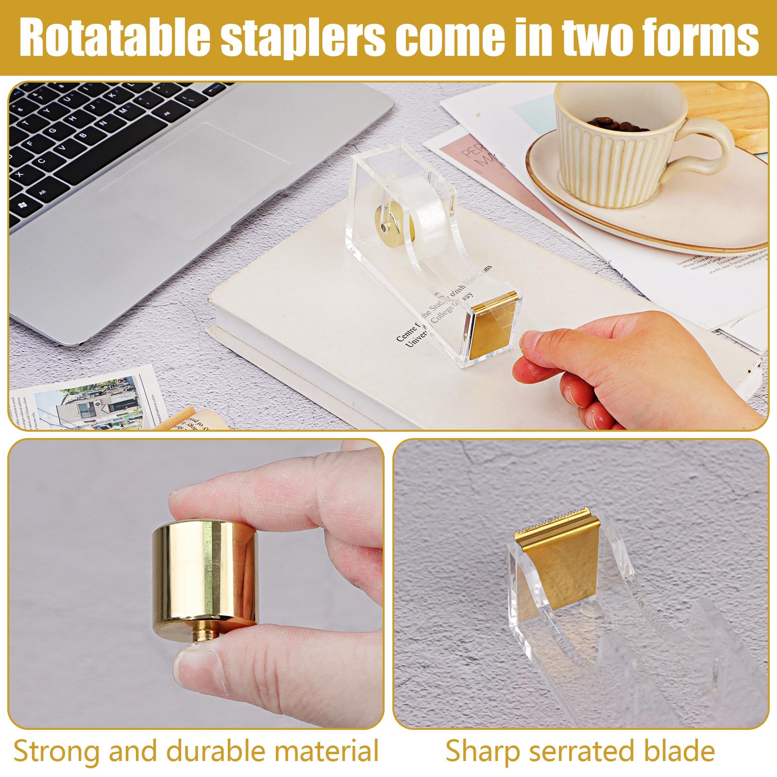 Haowanww Золотой набор канцелярских принадлежностей, набор органайзеров для школьных принадлежностей, акриловый степлер, набор для удаления скоб с ручкой золотой