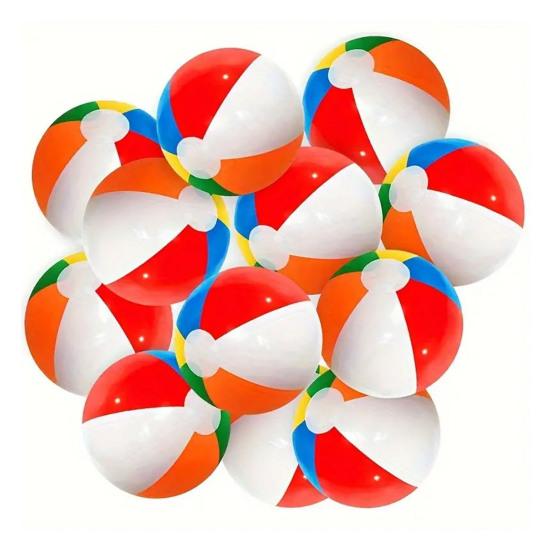 10Pcs Inflatable Beach Ball Leak-proof Inflatable Play Ball Colorful Balloons Beach Sports Shower Ball for Summer Activities