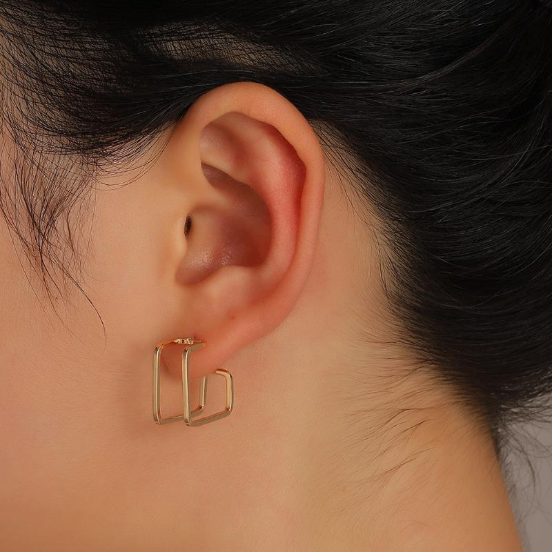 Gold Plated Hypoallergenic Geometric Dangle Earrings 1 Pair Irregular Design for Women Outdoor Travel Wear