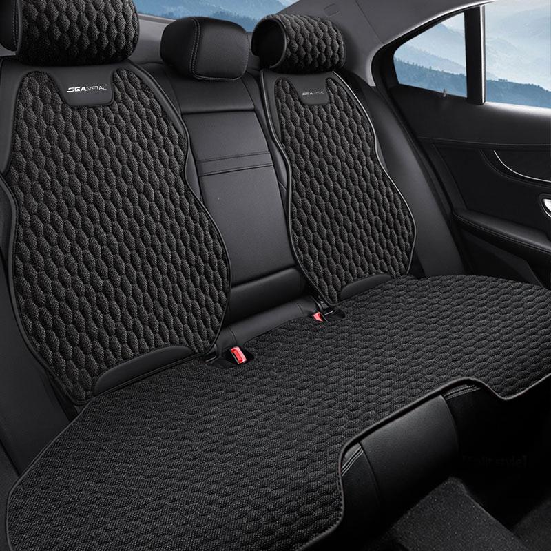 

Чехол для автомобильного сиденья SEAMETAL из льна, задняя льняная ткань, дышащая протекторная подушка для автомобильного сиденья, универсальная для большинства грузовиков, внедорожников, фургонов Rear seat cover чёрный