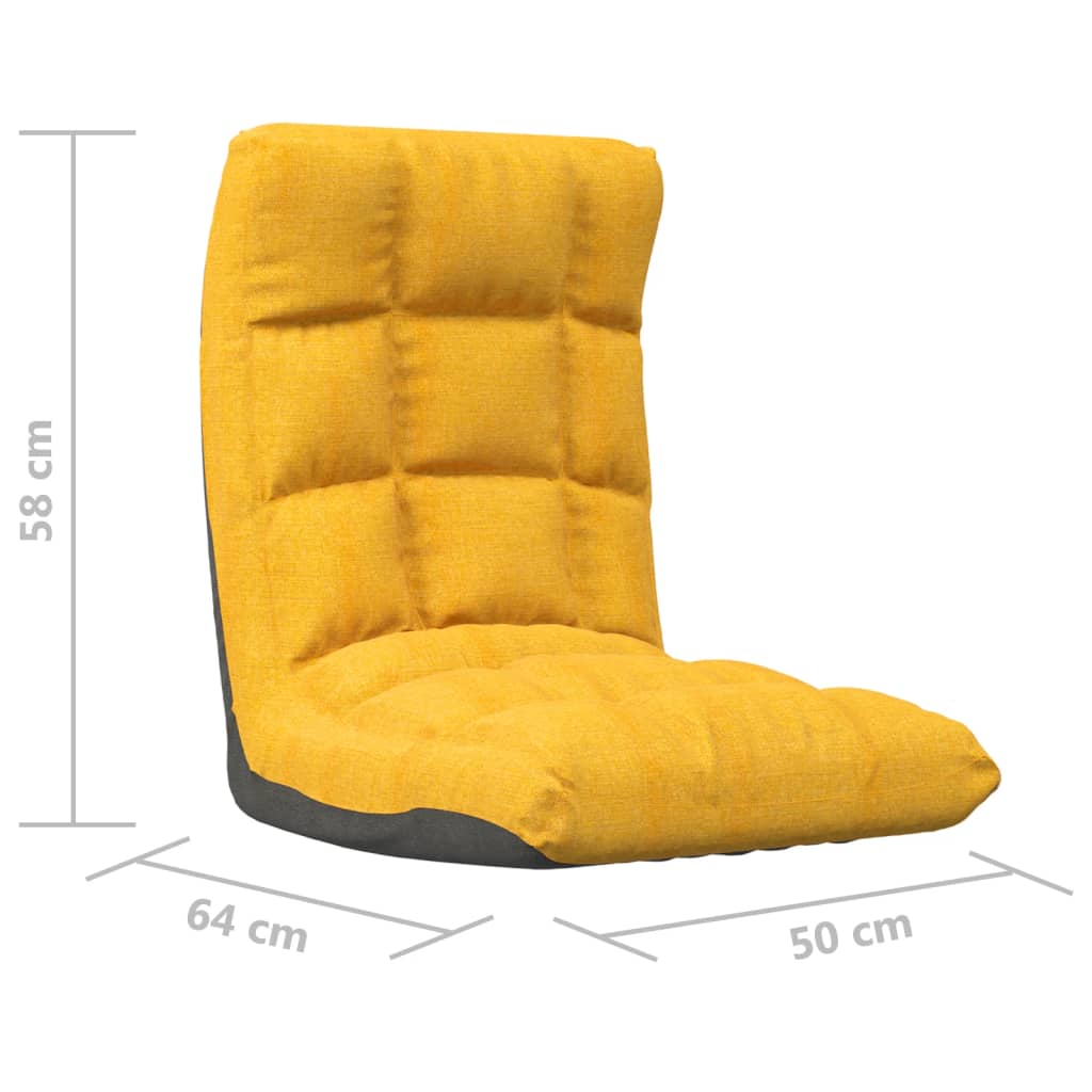 Floor Chair Foldable Mustard Yellow Fabric