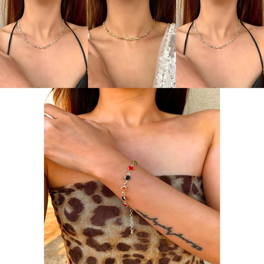 Fashionable Women's Geometric Long Chains With Colorful Crystal Accents For 2024