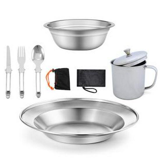 Outdoor Camping Cookware Set: Portable 1-2 Person Picnic Stove & Foldable Cookware