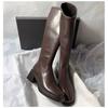 Retro style thick heel but knee Martin boots women's 2025 autumn and winter new square head side zipper slim tall boots