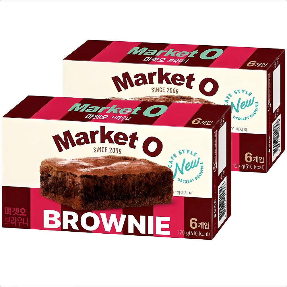 [Orion] Market O Real Brownie 120g x 2 / 4 Boxes Bundle - Long Shelf Life Premium Chocolate Snack, Shelf-Stable Fudgy Cake (Authentic) 120g x 2box
